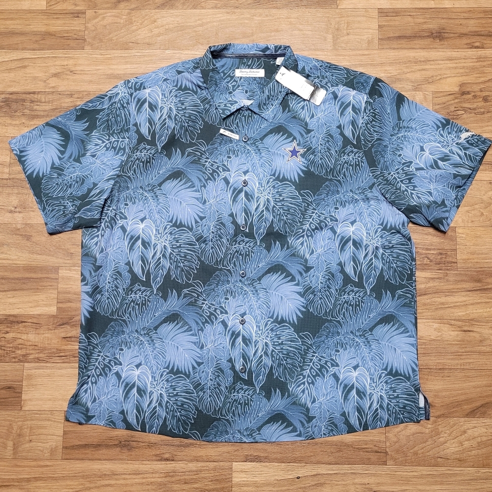 Nwt! Nfl/Tommy Bahama / Dallas Cowboys 100% Silk Hawaiian Shirt Sz 2xl - Picture 2 of 9